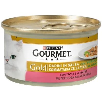 GOURMET Gold Dadini in Salsa con Verdure Cat Lattina Multipack 24x85G TROTA E VERDURE