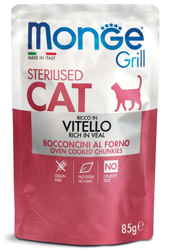 MONGE Grill Cat Sterilised Busta Multipack 28x85G VITELLO