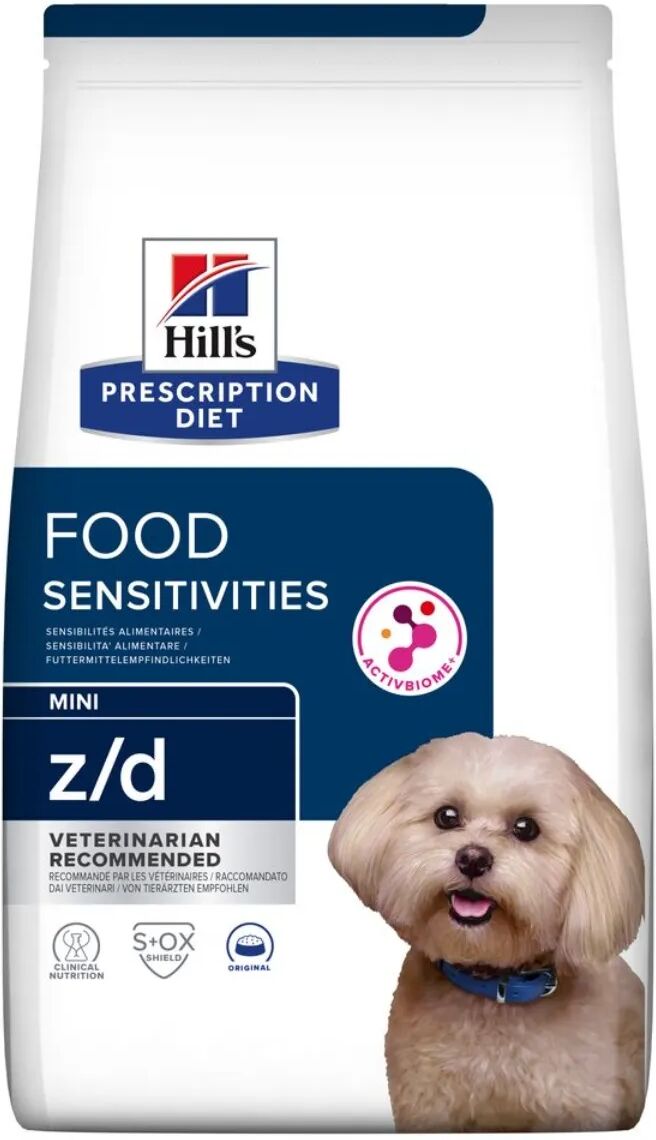 hills hill's prescription diet z/d food sensitivies mini alimento secco per cani 6kg