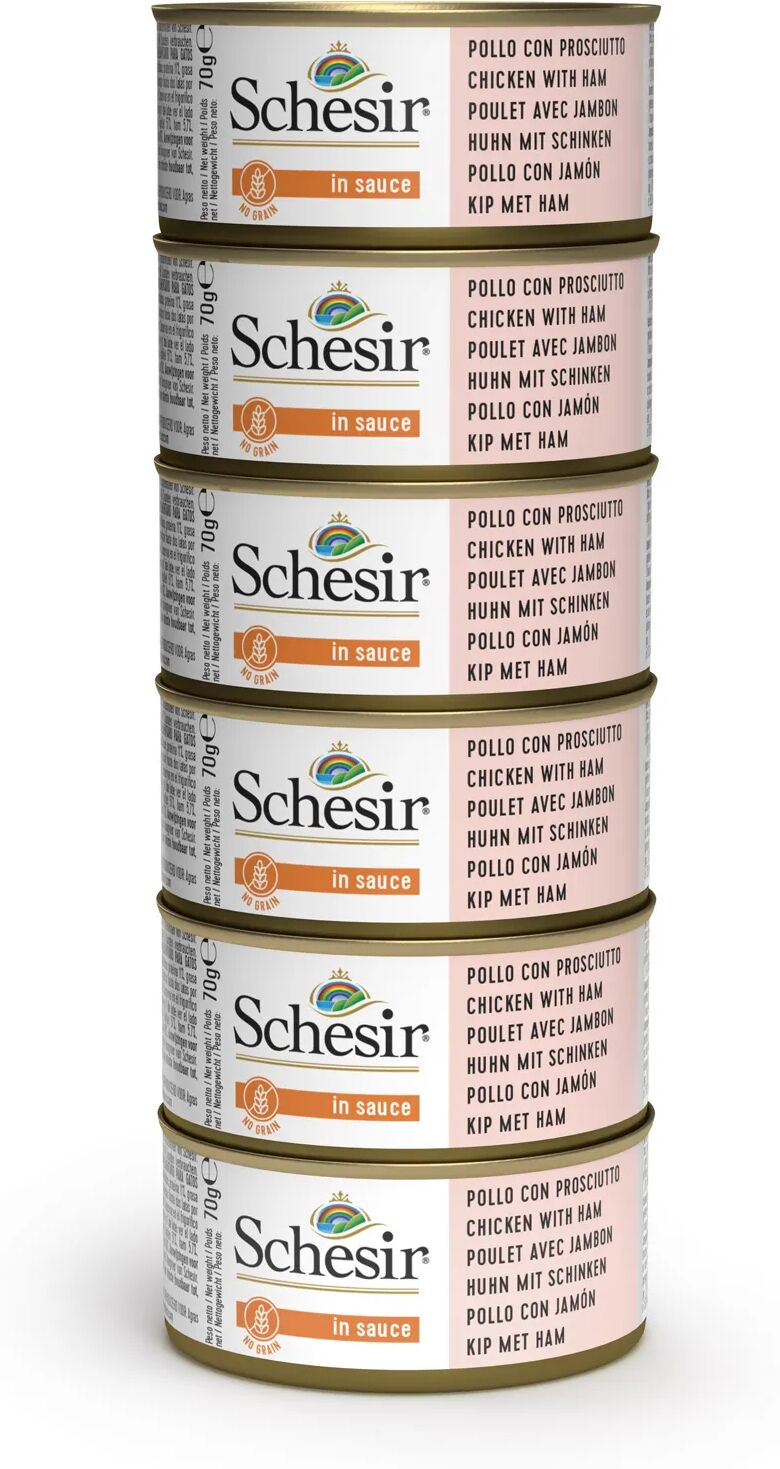 SCHESIR Cat Lattina Multipack 6x70G POLLO CON PROSCIUTTO