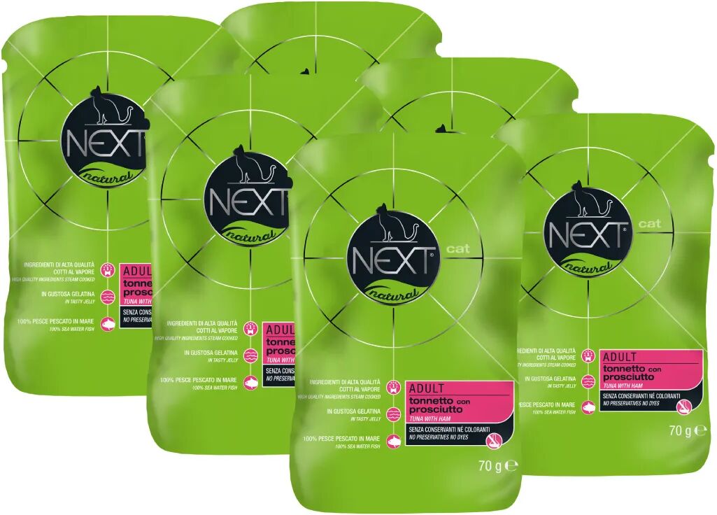 NEXT Cat Busta Multipack 6x70G TONNETTO CON PROSCIUTTO