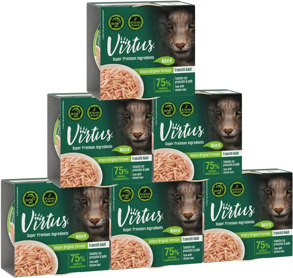 VIRTUS Natural Cat Lattina Multipack 6x70G TONNETTO CON PROSCIUTTO DI POLLO