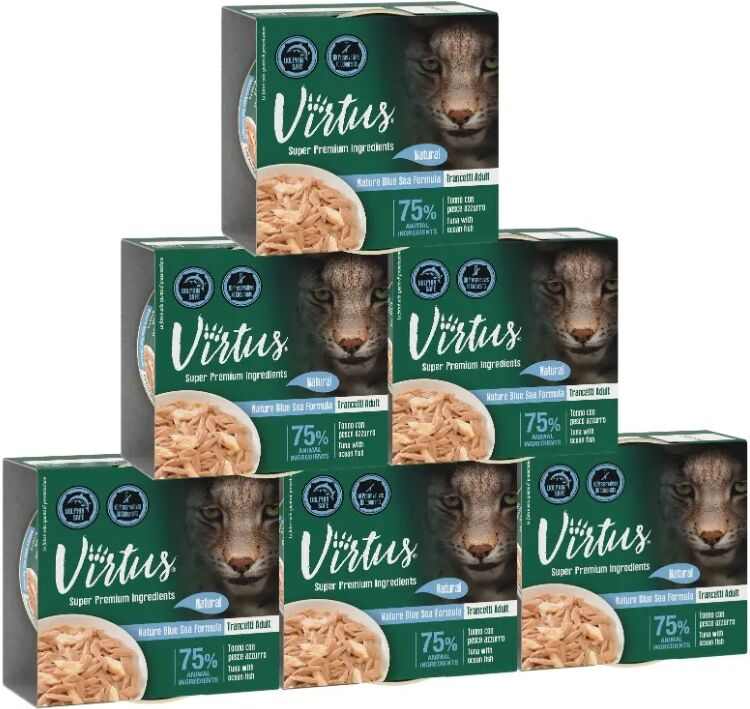 VIRTUS Natural Cat Lattina Multipack 6x70G TONNO CON PESCE AZZURRO