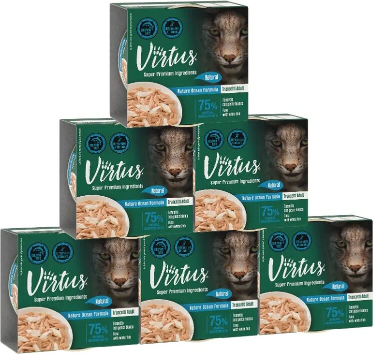 VIRTUS Natural Cat Lattina Multipack 6x70G TONNETTO CON PESCE BIANCO