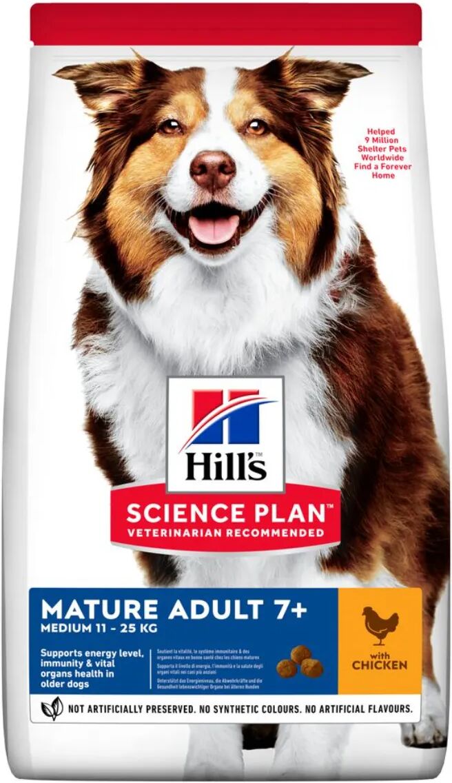 HILLS Hill's Science Plan Medium Mature Adult 7+ Alimento per Cani con Pollo 14KG