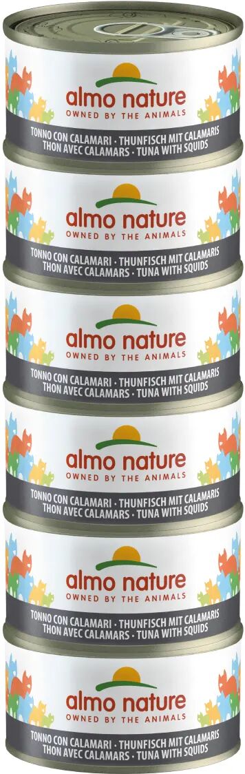 ALMO NATURE Cat Lattina Multipack 6x70G TONNO CON CALAMARI