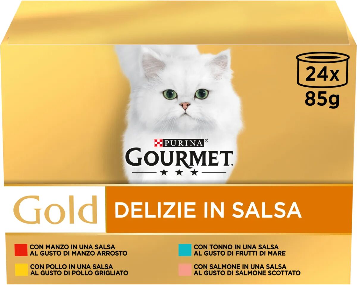 GOURMET Gold Delizie in Salsa Cat Lattina Multipack 24x85G MIX CARNE E PESCE