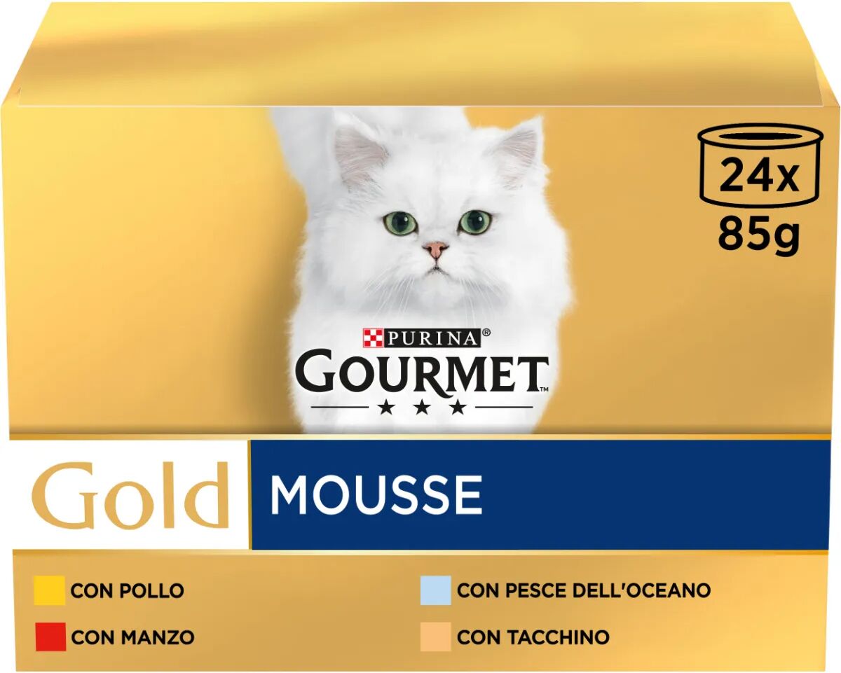 GOURMET Gold Mousse Cat Lattina Multipack 24x85G MIX CARNE E PESCE