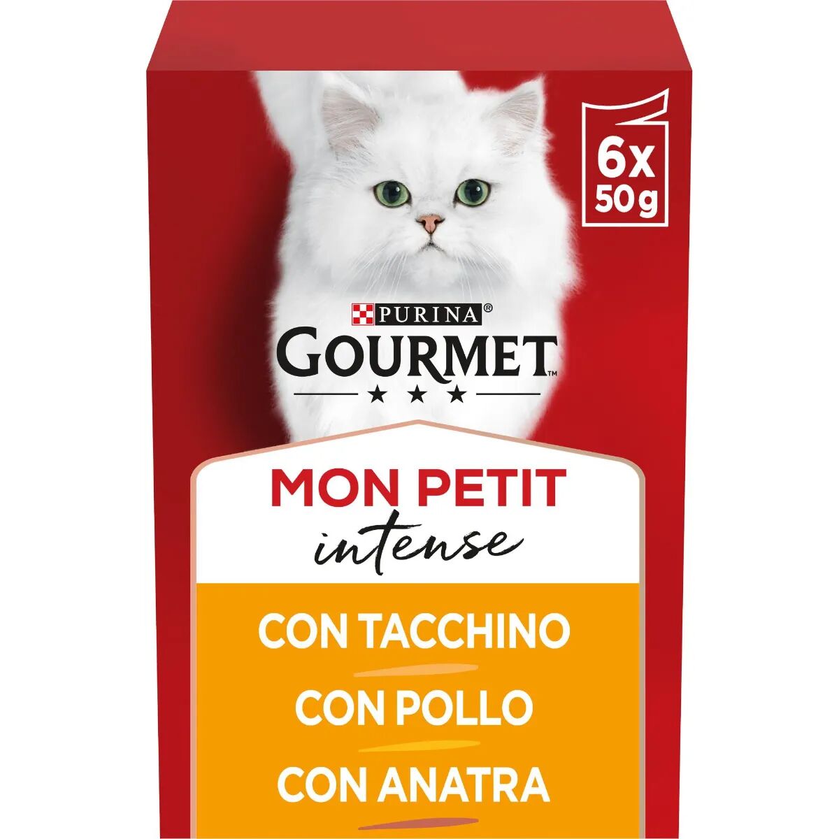 GOURMET Mon Petit Intense Cat Busta Multipack 6x50G TACCHINO POLLO E ANTRA