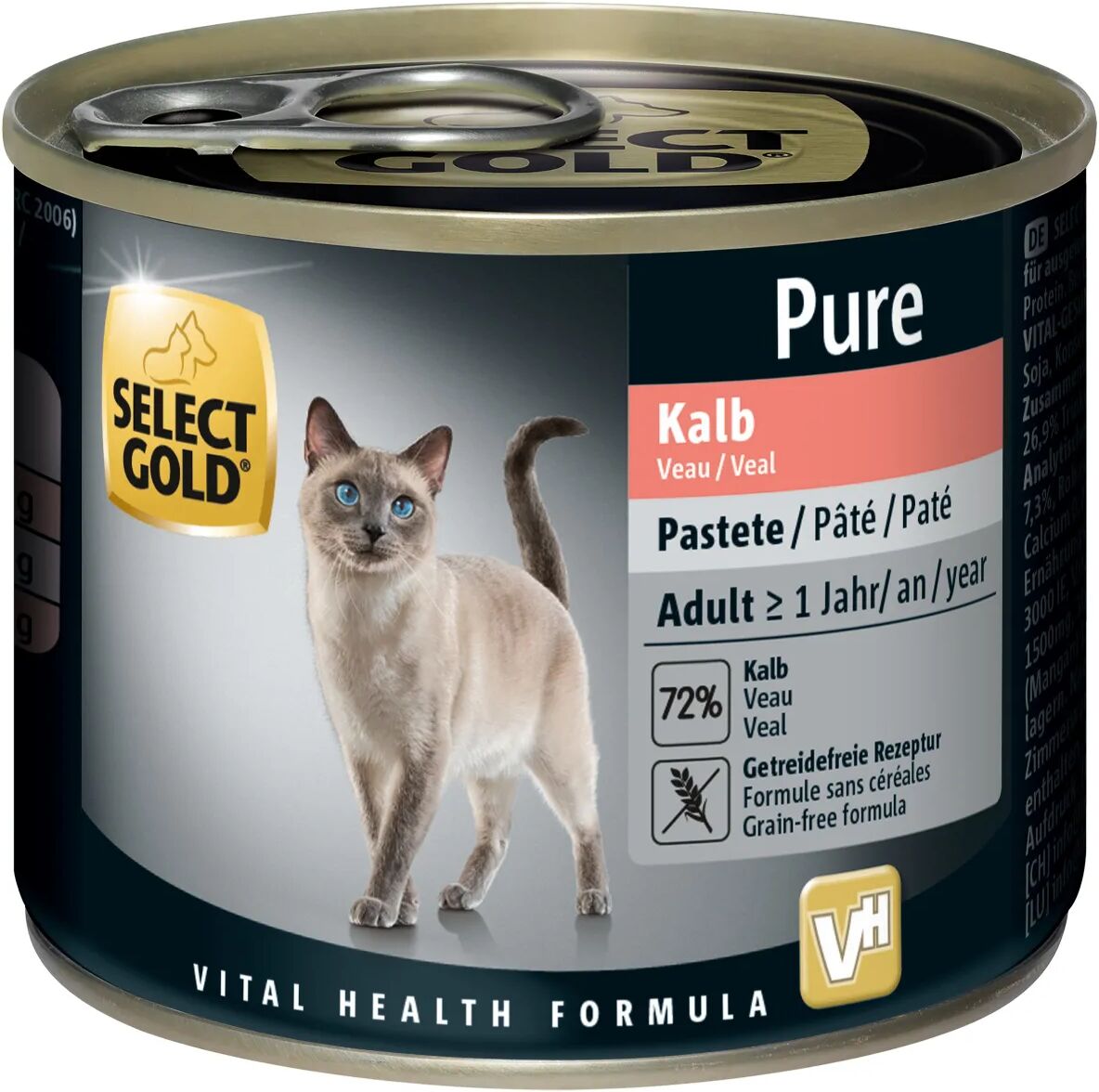 SELECT GOLD Pure Cat Adult Lattina Multipack 6x200G VITELLO