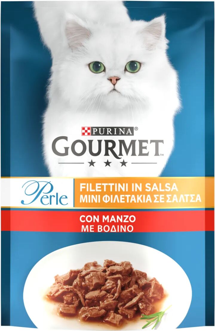 GOURMET Perle Filettini In Salsa Cat Busta Multipack 26x85G MANZO