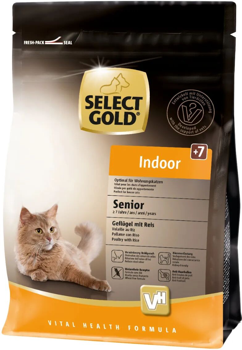 SELECT GOLD Indoor per Gatto Senior con Pollame e Riso 400G