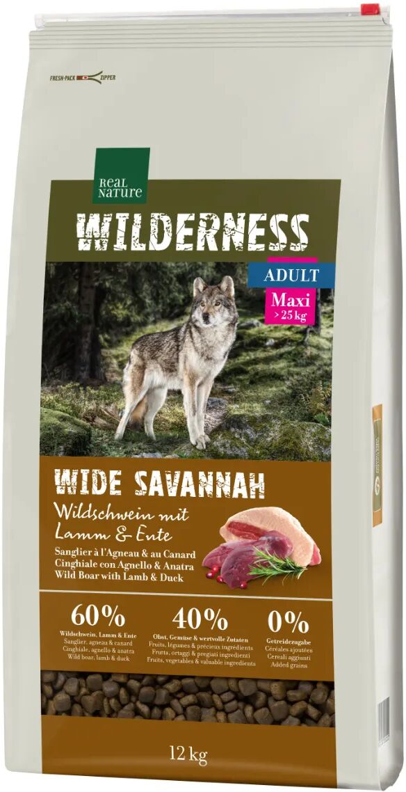 REAL NATURE Wilderness Wild Savannah Dog Adult Max Cinghiale 12KG