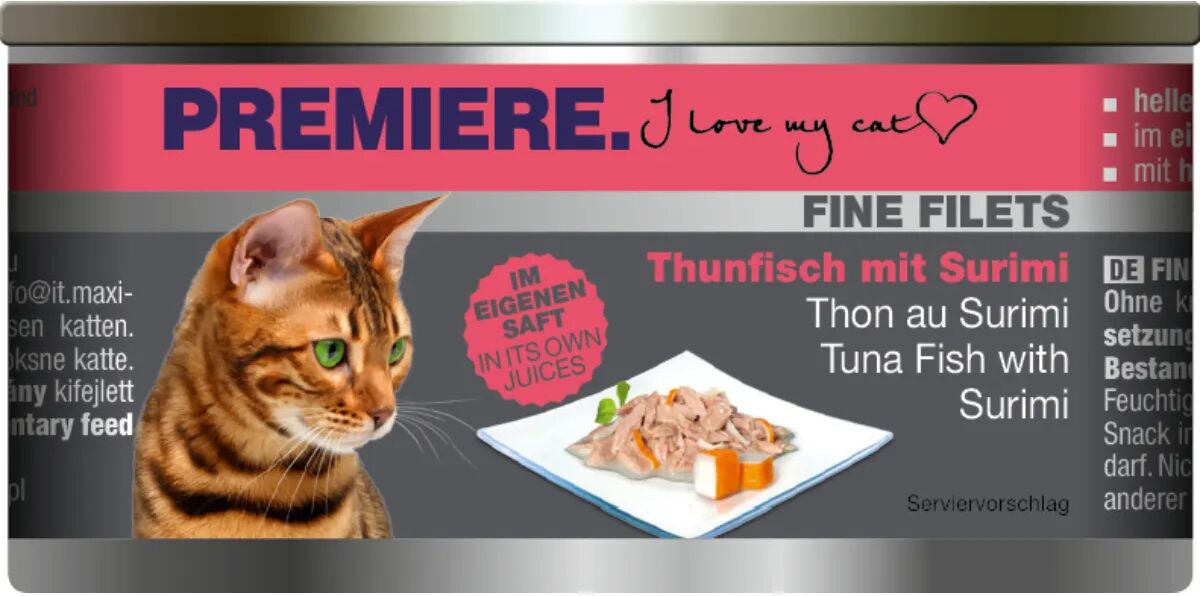 PREMIERE Fine Filets Cat Lattina Multipack 12x80G TONNO CON SURIMI