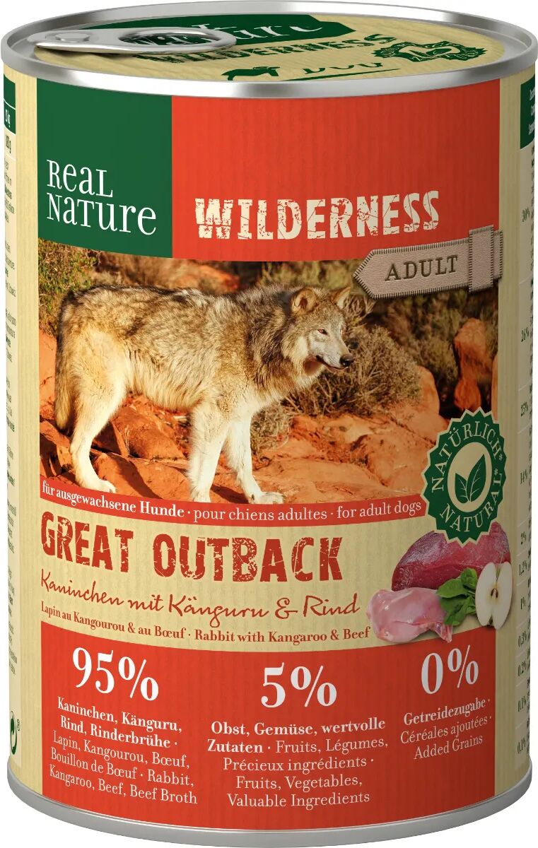 REAL NATURE Wilderness Dog Lattina 400G CONIGLIO CON CANGURO E MANZO