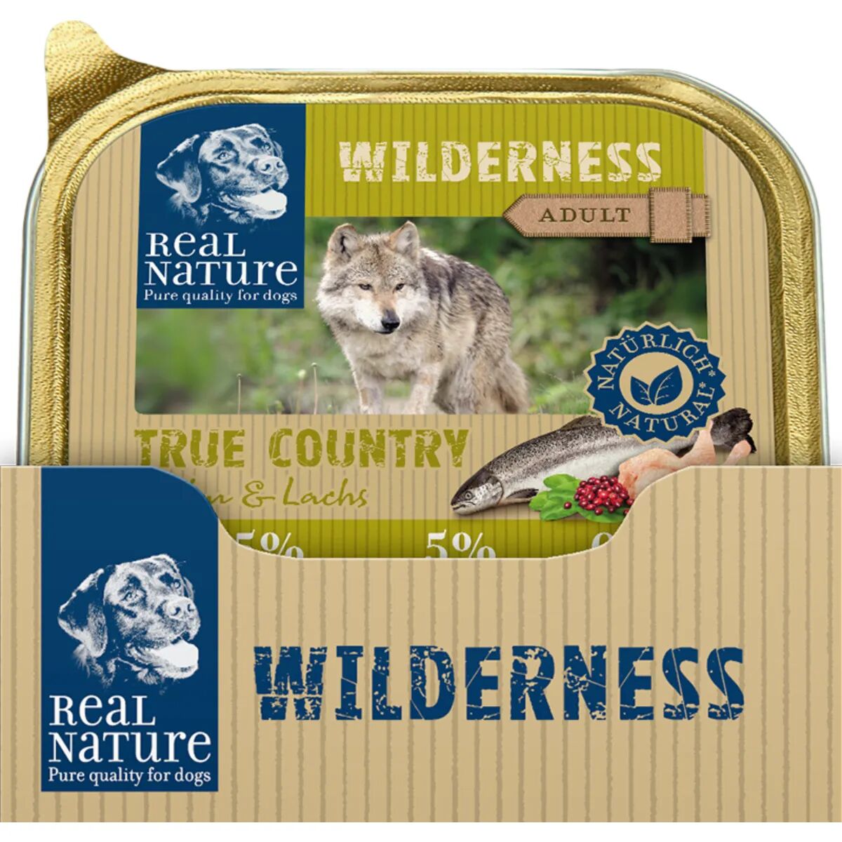 REAL NATURE Wilderness Dog Vaschetta Multipack 16x100G POLLO E SALMONE