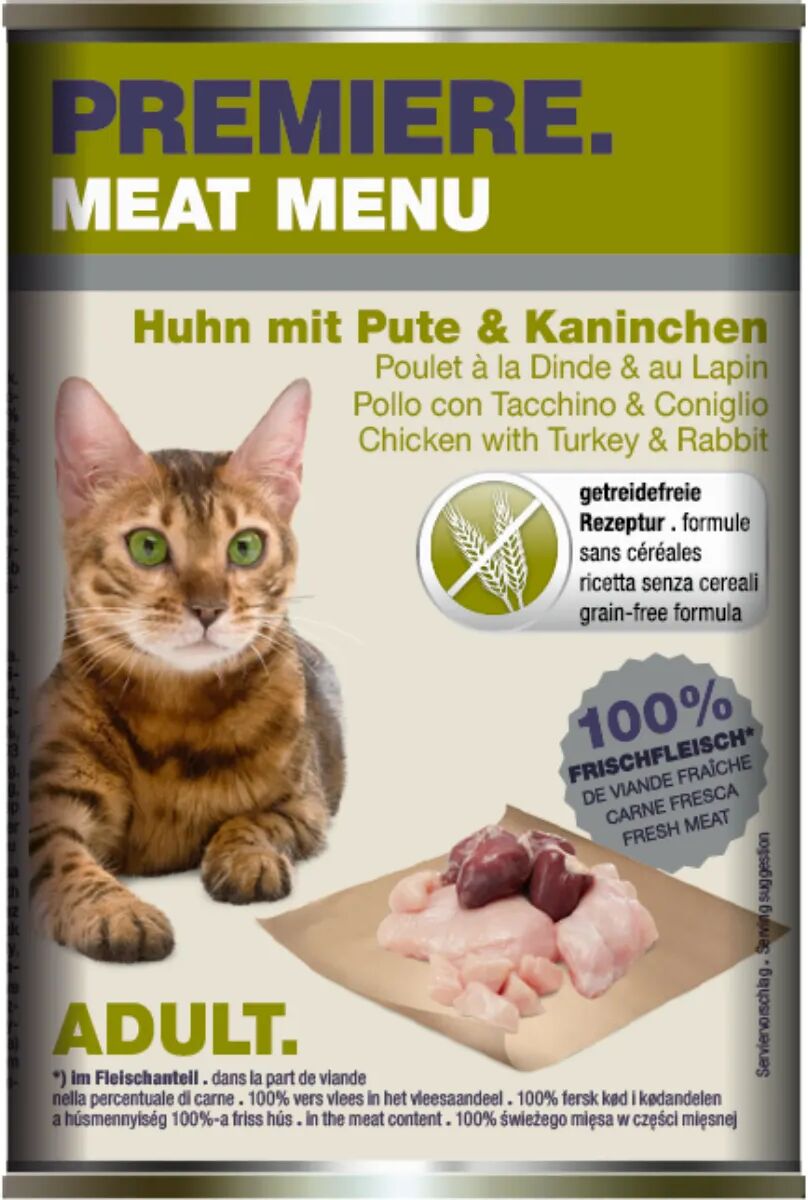 PREMIERE Meat Menu Cat Lattina 400G POLLO CON TACCHINO E CONIGLIO