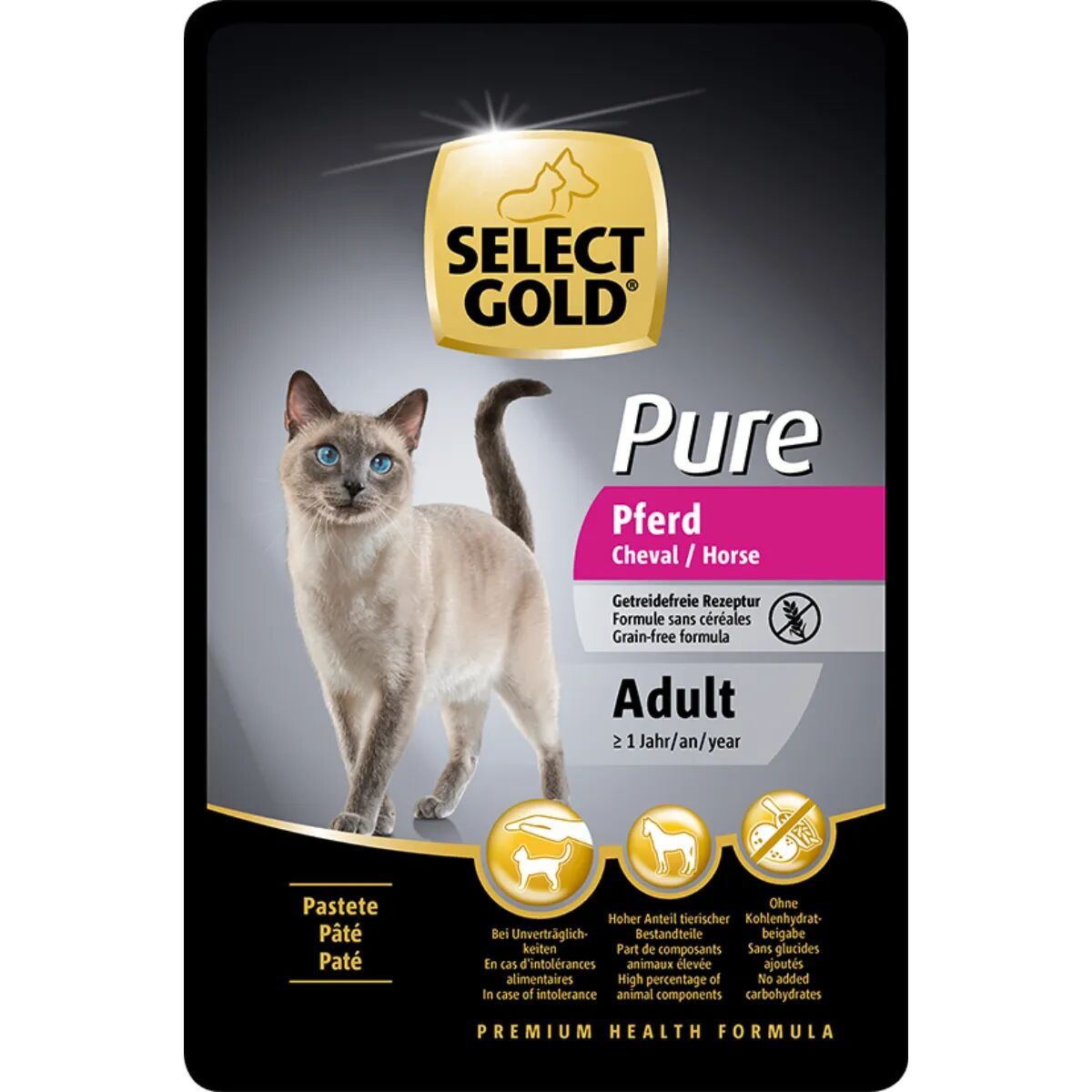 SELECT GOLD Pure Cat Adult Paté Busta Multipack 12x85G CAVALLO