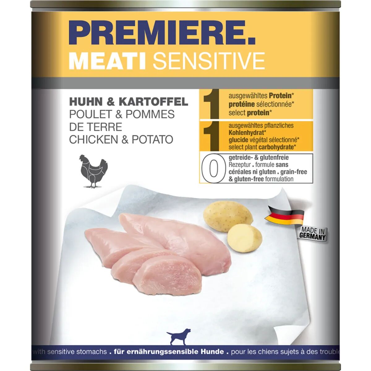 PREMIERE Meati Sensitive Dog Lattina 800G POLLO E PATATE