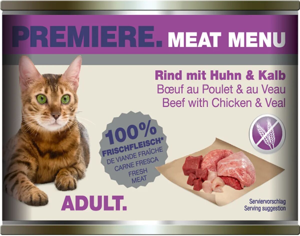 PREMIERE Meat Menu Cat Lattina Multipack 6x200G MANZO CON POLLO E VITELLO