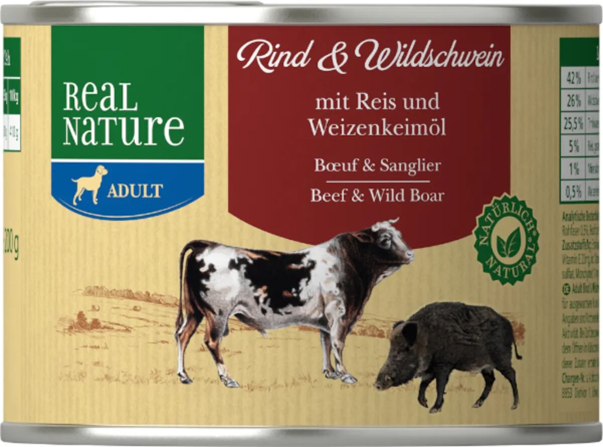 REAL NATURE Dog Lattina Multipack 6x200G MANZO E CINGHIALE