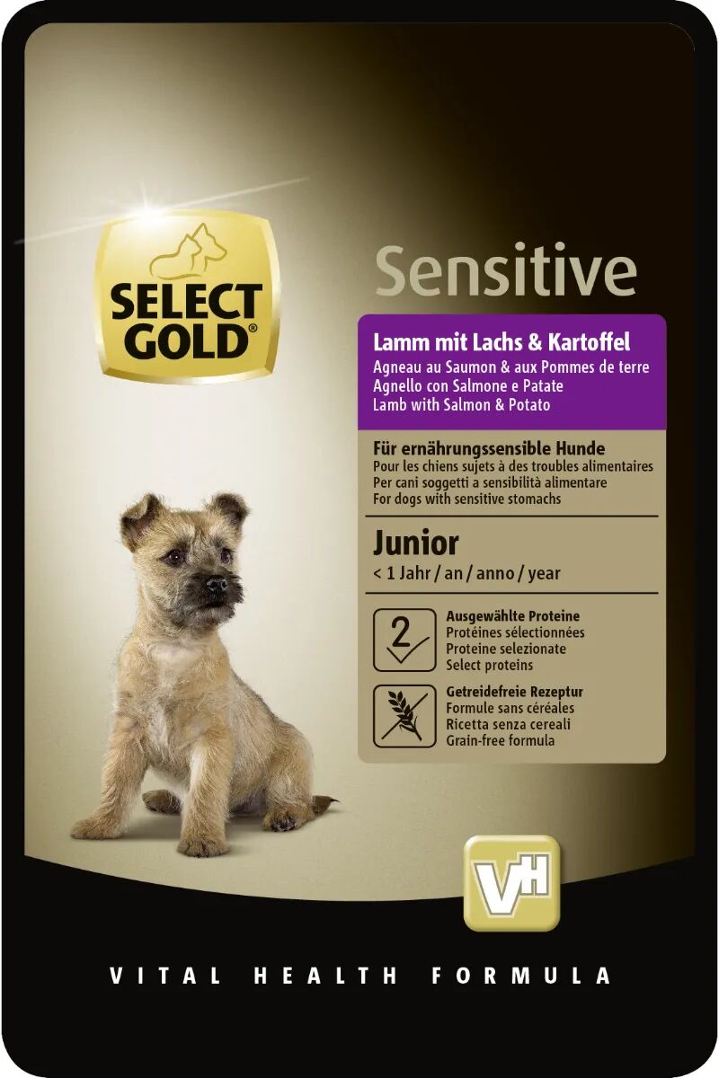 SELECT GOLD Sensitive Puppy Busta Multipack 12x100G AGNELLO CON SALMONE E PATATE