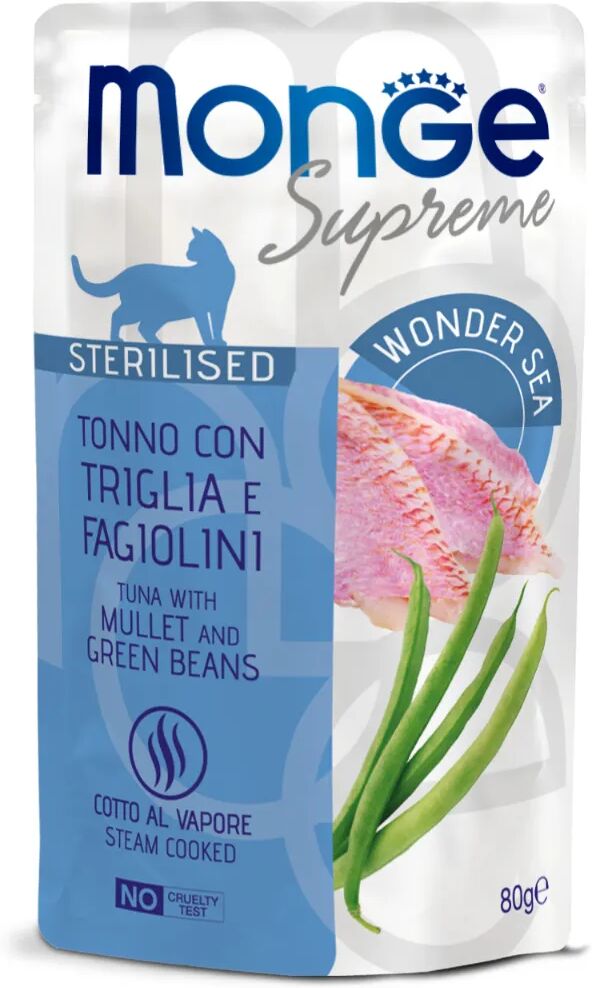 MONGE Supreme Cat Sterilised Busta Multipack 24x80G TONNO CON FAGIOLINI