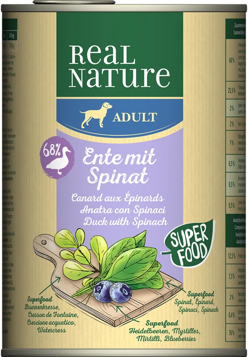 REAL NATURE Dog Lattina 400G ANATRA CON SPINACI