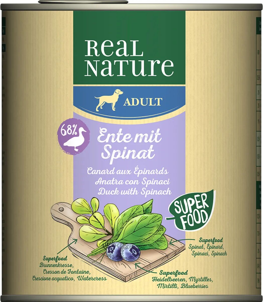 REAL NATURE Dog Lattina 800G ANATRA E SPINACI