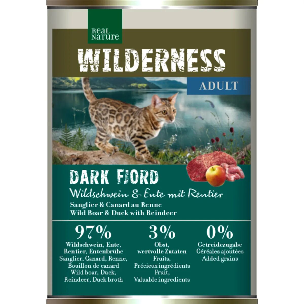 REAL NATURE Wilderness Cat Paté Lattina 400G CINGHIALE CON ANATRA E RENNA