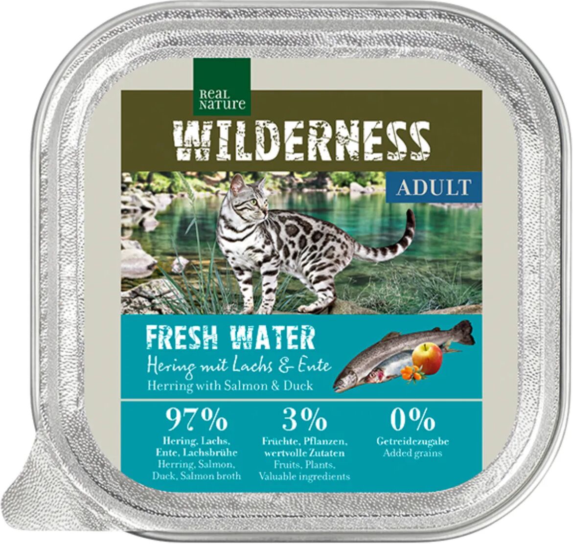 REAL NATURE Wilderness Cat Vaschetta Multipack 16x100G SALMONE E ANATRA