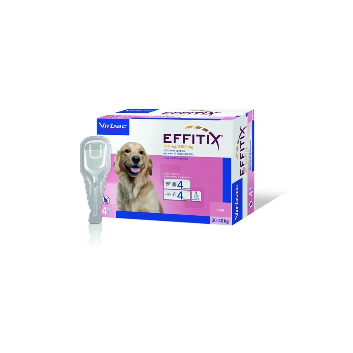 VIRBAC Effitix Antiparassitario Spot on per Cani 4 Pipette 20-40KG