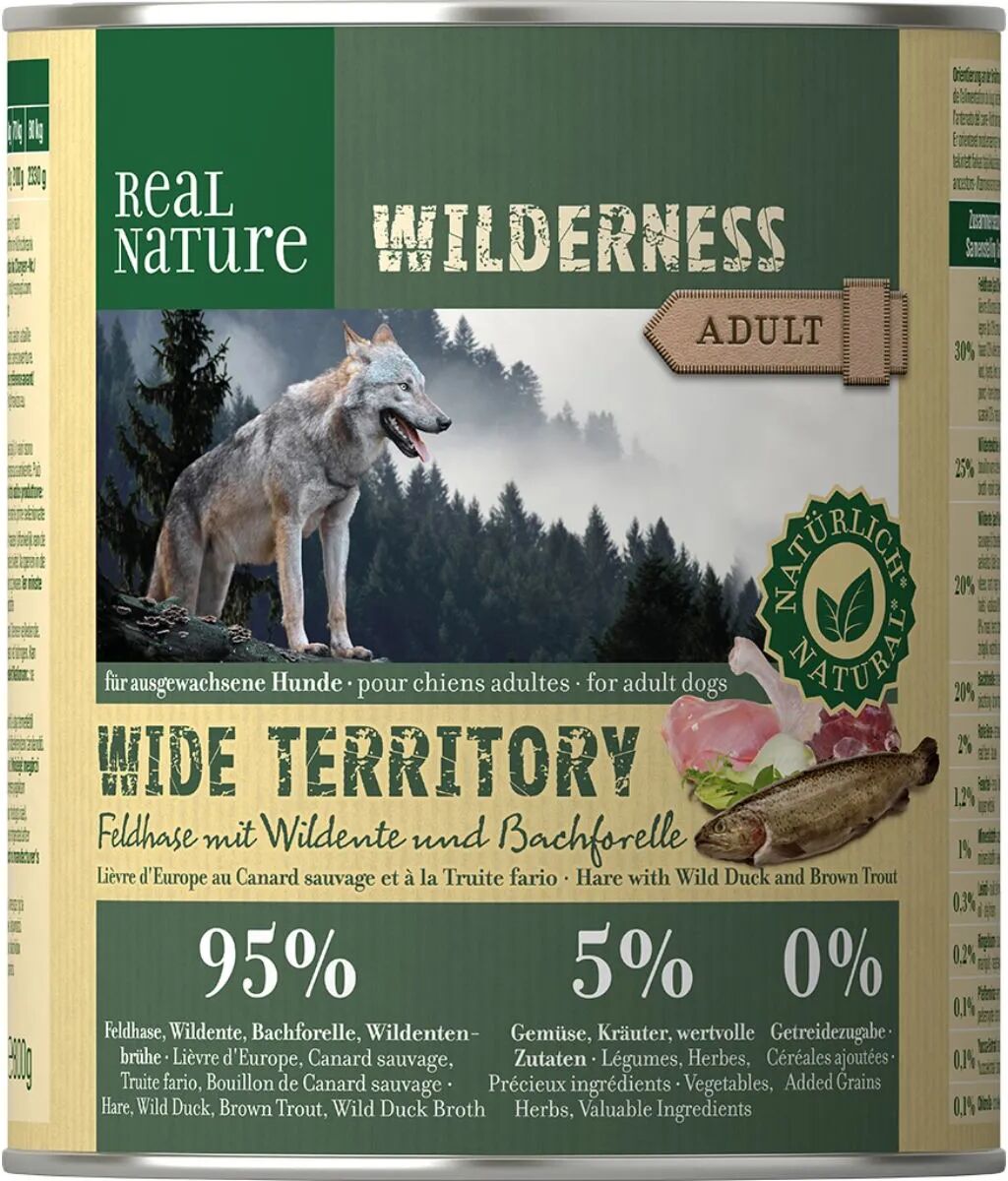 REAL NATURE Wilderness Dog Lattina 800G LEPRE CON ANATRA E TROTA