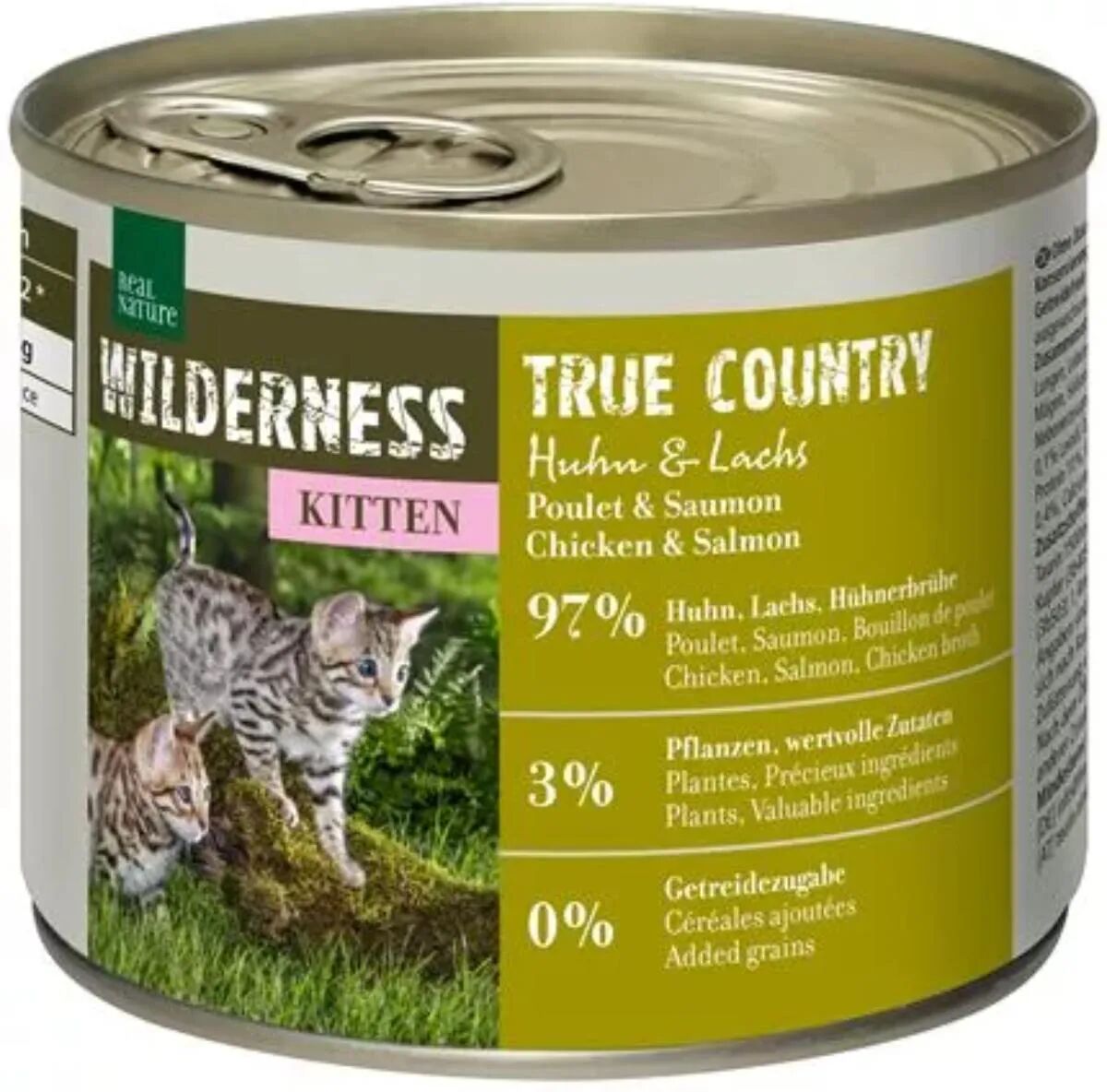 REAL NATURE Wilderness Kitten Lattina Multipack 6X200G POLLO E SALMONE