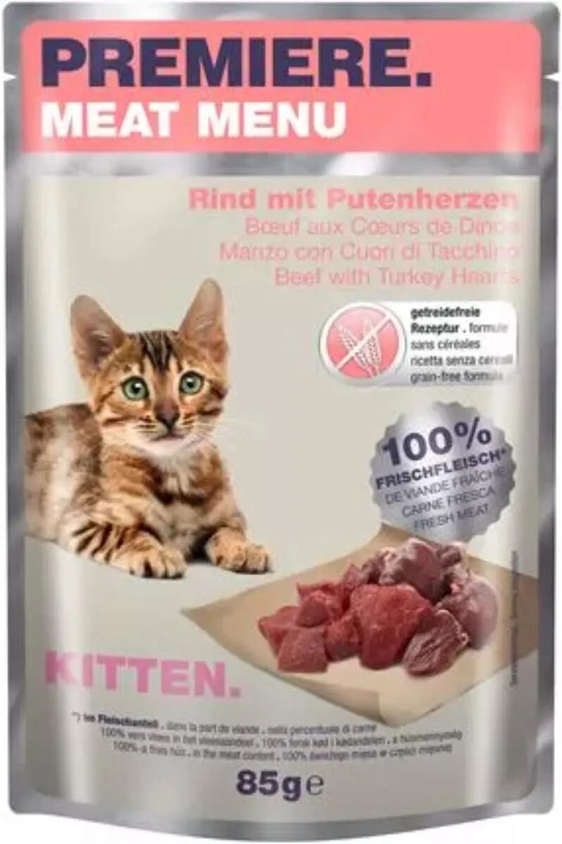 PREMIERE Meat Menu Kitten Busta Multipack 12x85G MANZO E CUORE TACCHINO