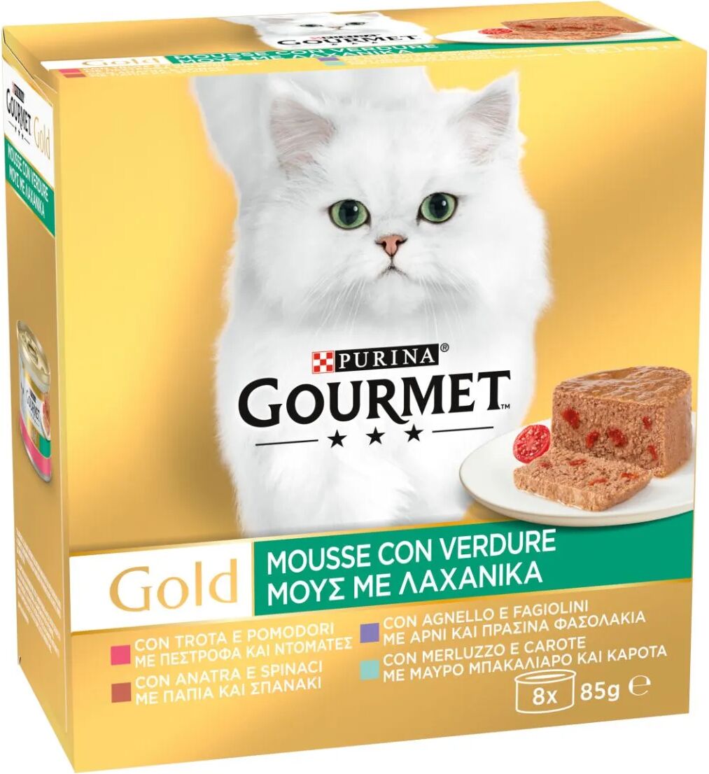 GOURMET Gold Mousse con Verdure Cat Lattina Multipack 8x85G MIX CARNE E PESCE