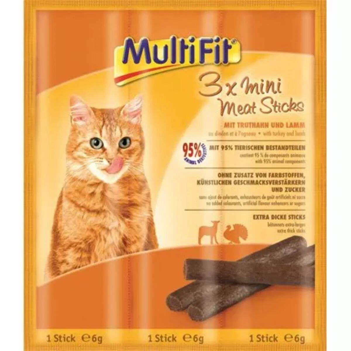 MULTIFIT Meat Cat Snack Mini Sticks 6GX3 TACCHINO/AGNELLO