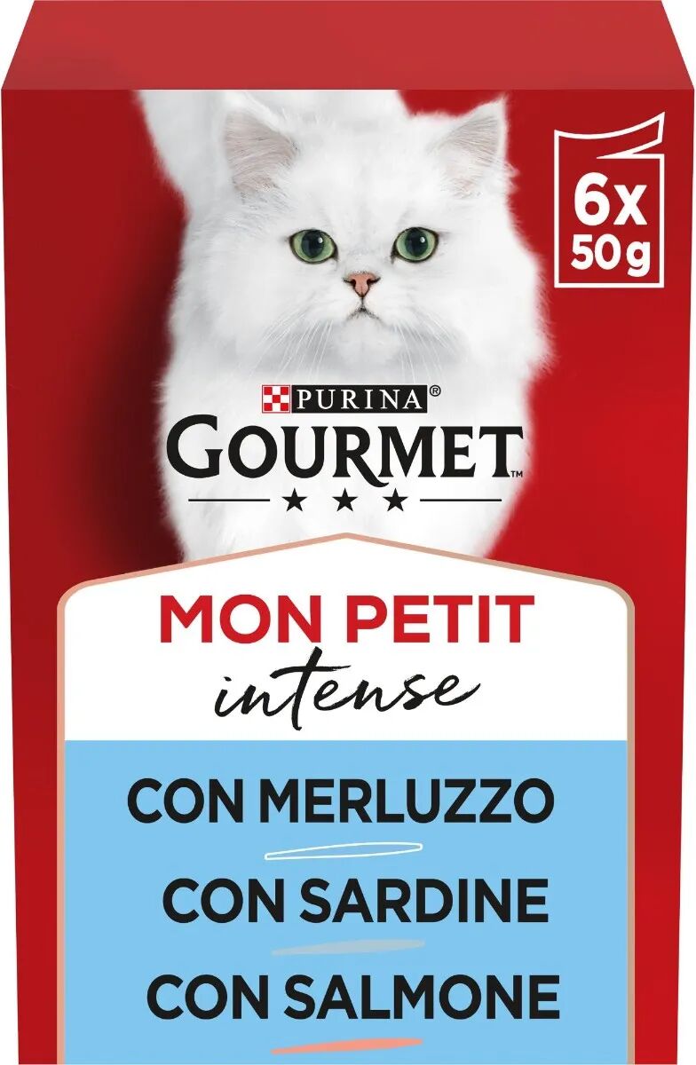 GOURMET Mon Petit Intense Cat Busta Multipack 6x50G MERLUZZO SARDINE E SALMONE