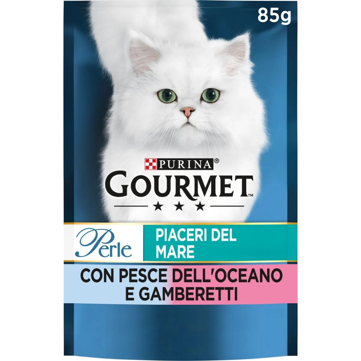 GOURMET Perle Piaceri del Mare Cat Busta Multipack 26x85G PESCE DELL'OCEANO E GAMBERETTI
