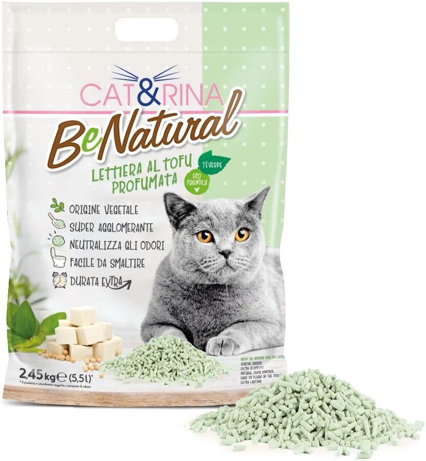 catrina cat&rina benatural lettiera per gatti al tofu tè  verde 5.5l