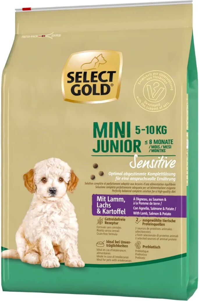 SELECT GOLD Sensitive Mini Junior con Agnello Salmone e Patate 4KG