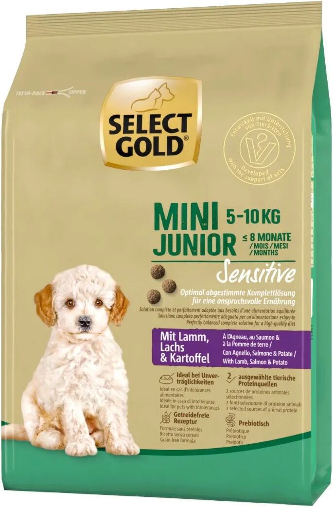 SELECT GOLD Sensitive Mini Junior con Agnello Salmone e Patate 1KG