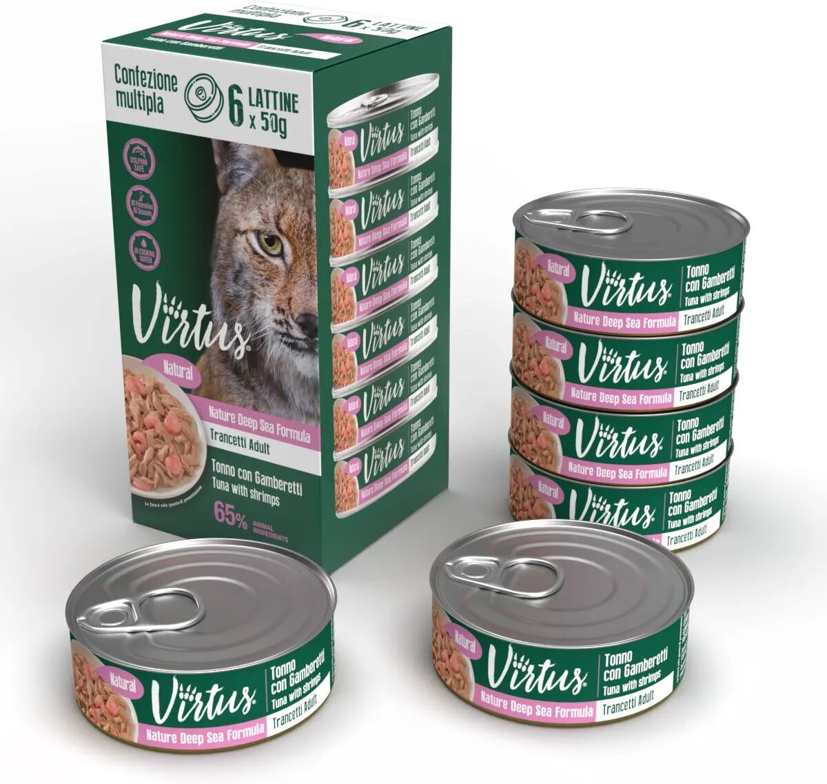 VIRTUS Cat Natural Multipack 6X50G TONNO CON GAMBERETTI