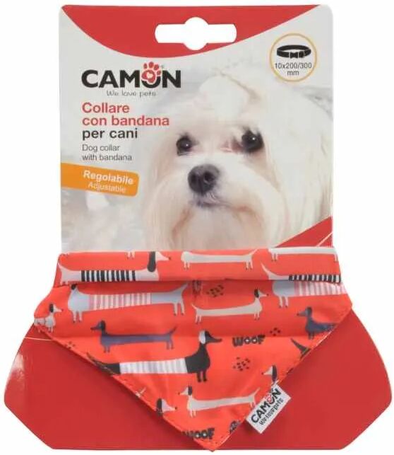 CAMON Collare per Cane con Bandana Rossa 20X350/500MM