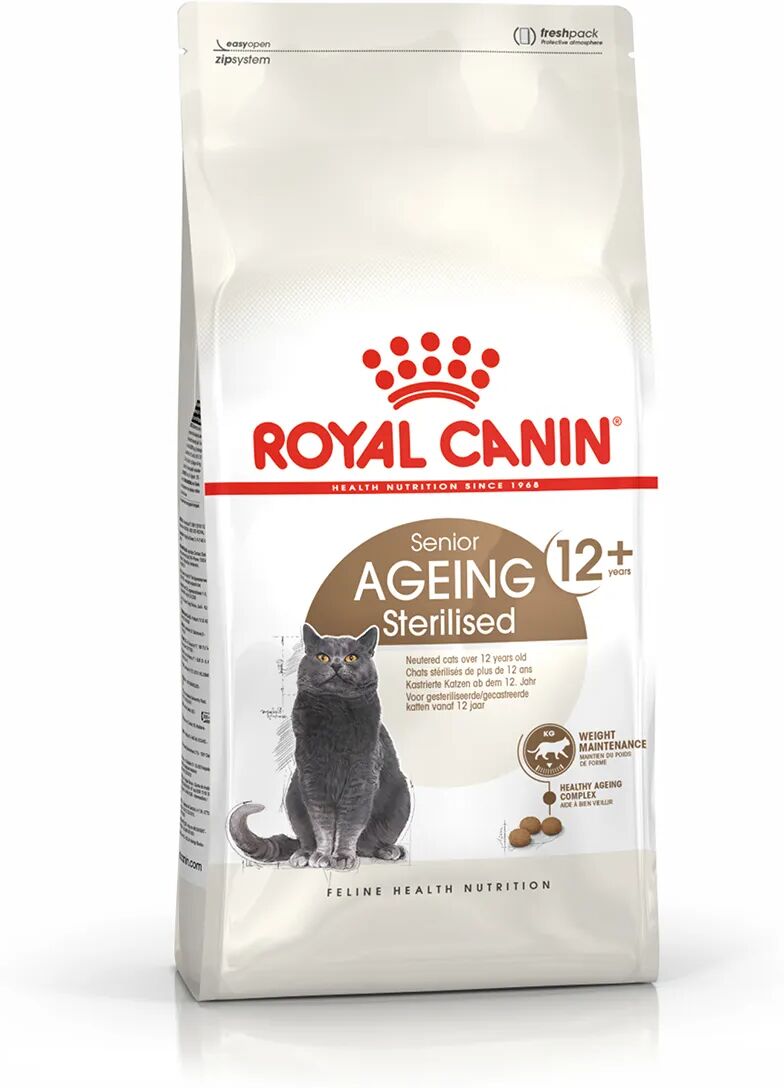 ROYAL CANIN Cat Sterilised +12 Alimento completo per gatti anziani sterilizzati di oltre 12 anni di età. 400G