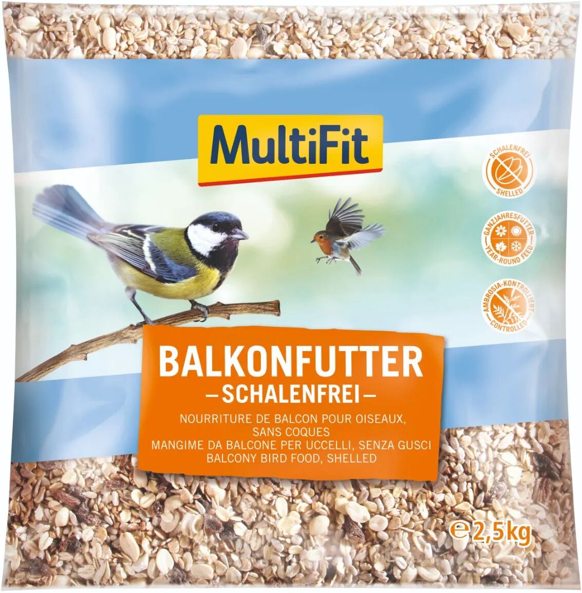 MULTIFIT Alimento Uccelli Senza Guscio 2.5KG