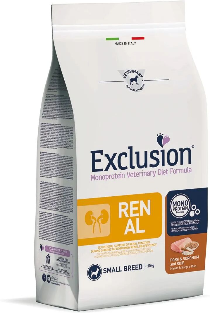 EXCLUSION Dog Diet Renal Small Maiale&Sorgo 2KG