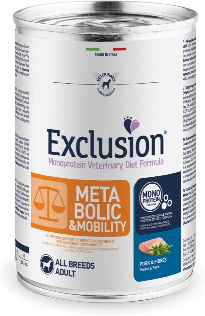 EXCLUSION Dog Diet Metabolic&Mobility Lattina 400G Maiale 400G