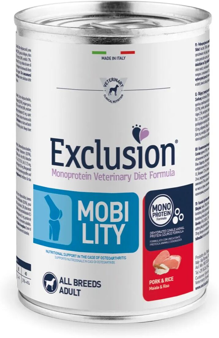 EXCLUSION Dog Adult Diet Mobility Lattina 400G Maiale 400G