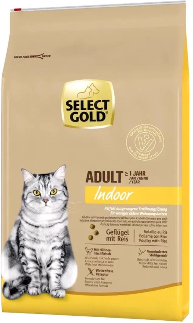 SELECT GOLD Cat Indoor Adult Pollame con Riso 7KG